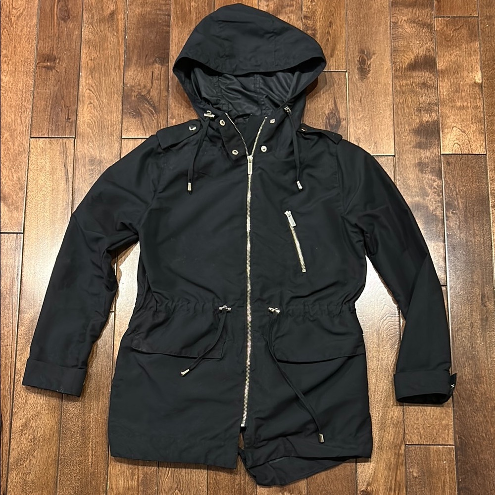 Revamped - Women's Black Hooded Spring Anorak Jacket - XS